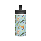 Parrots, Beautiful Colourful Birds Stainless Steel Water Bottle, Handle Lid Stainless Steel Water Bottle With Handle Lid Birds Globally Fulfilled