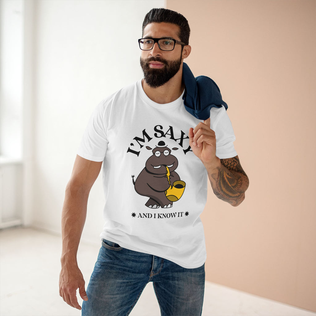 I'm Saxy And I Know It, Saxophone Player - Men's Staple Tee White Mens Premium T-Shirt Animal Music Printed in AU and US