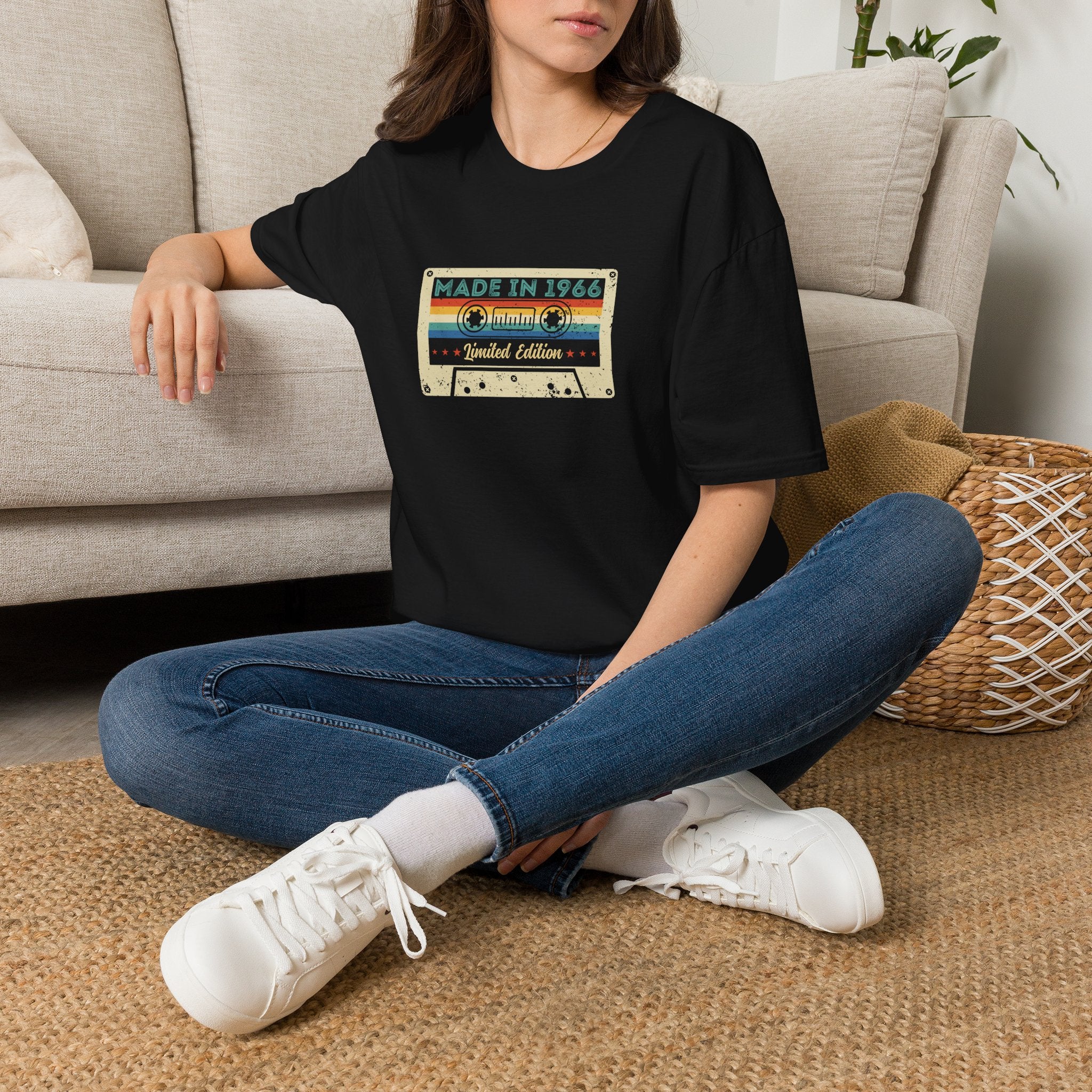 60th Birthday Made in 1966 Cassette Tape Unisex T-Shirt Unisex Adult T-shirt Birthday Globally Fulfilled