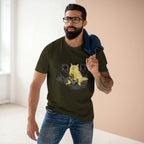 Cat Bass Player - Men's Staple Tee Army Mens Premium T-Shirt Animal Music Printed in AU and US