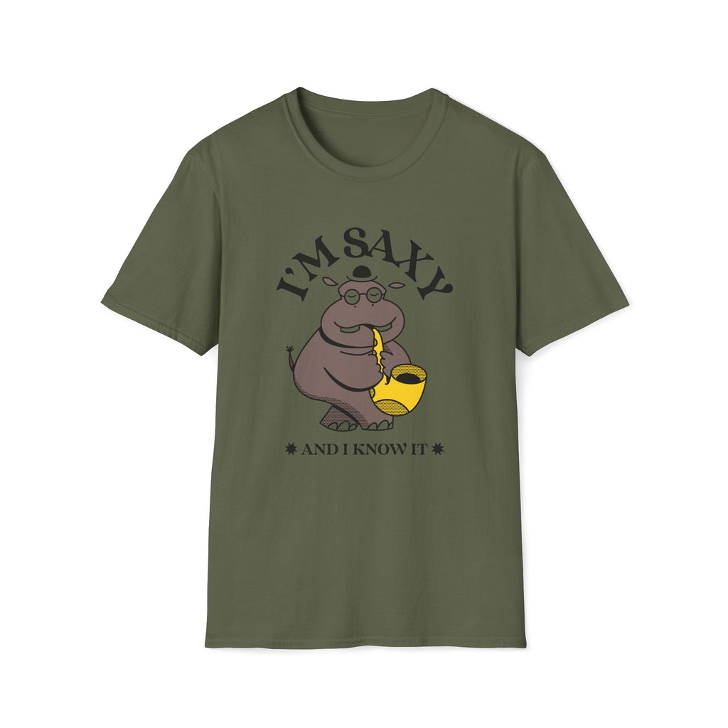 I'm Saxy And I Know It, Saxophone Hippo - Unisex Softstyle T-shirt