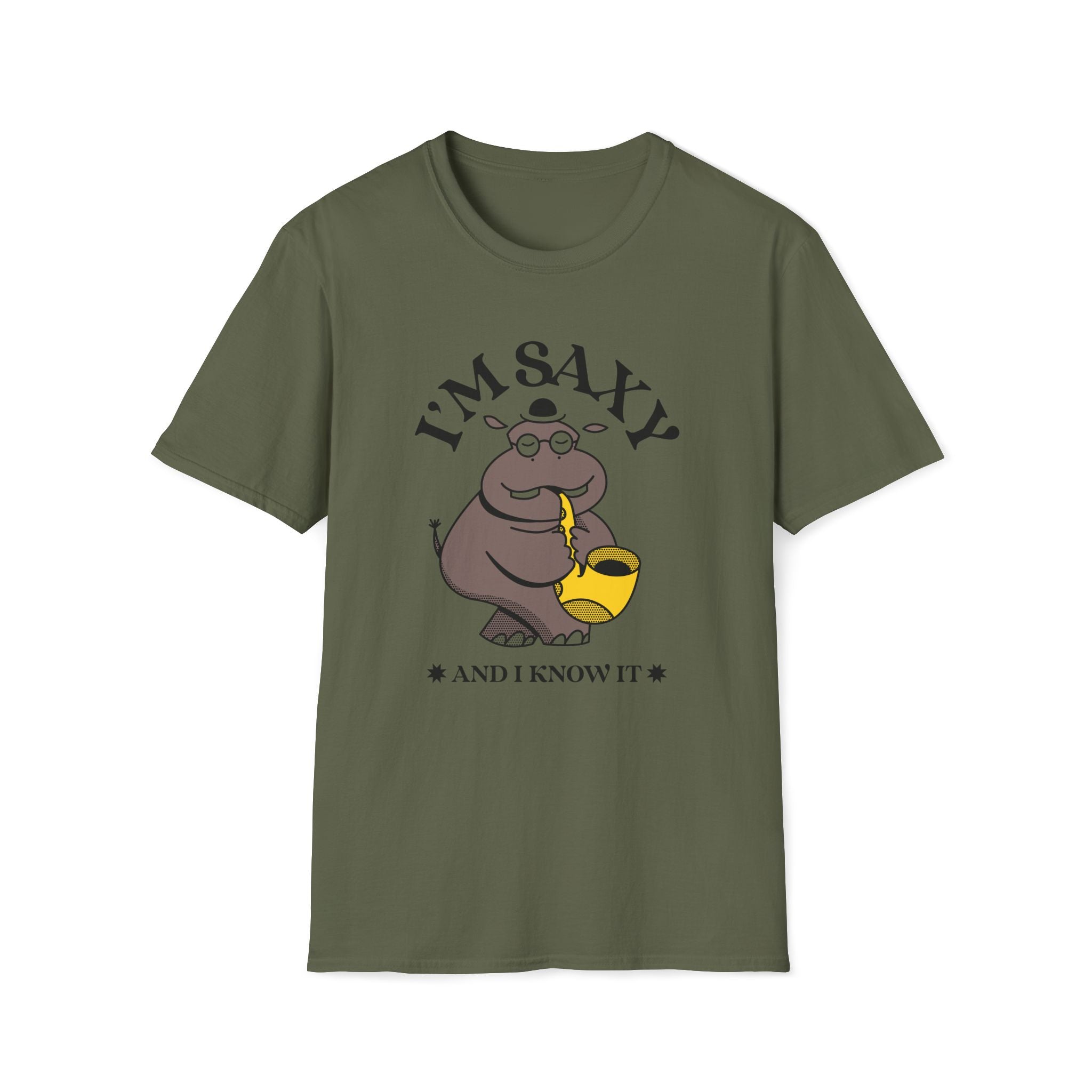 I'm Saxy And I Know It, Saxophone Hippo - Unisex Softstyle T-shirt