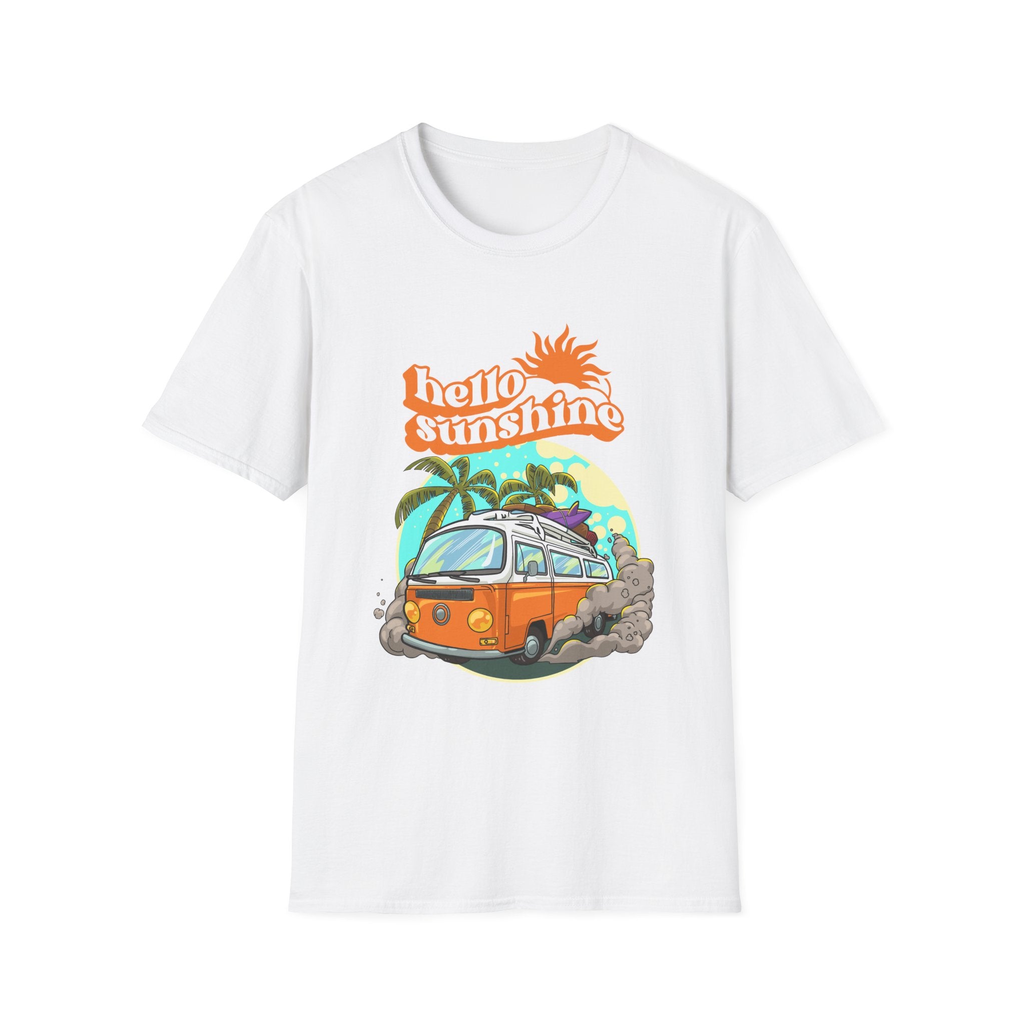 Hello Sunshine, Beach Van - Unisex Softstyle T-Shirt
