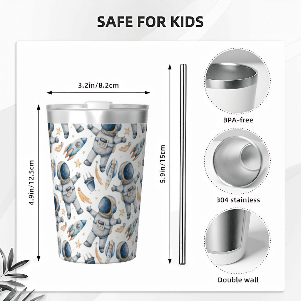 Astronauts And Rocket Ships Small Stainless Steel Travel Mug Cup 12oz/350ml