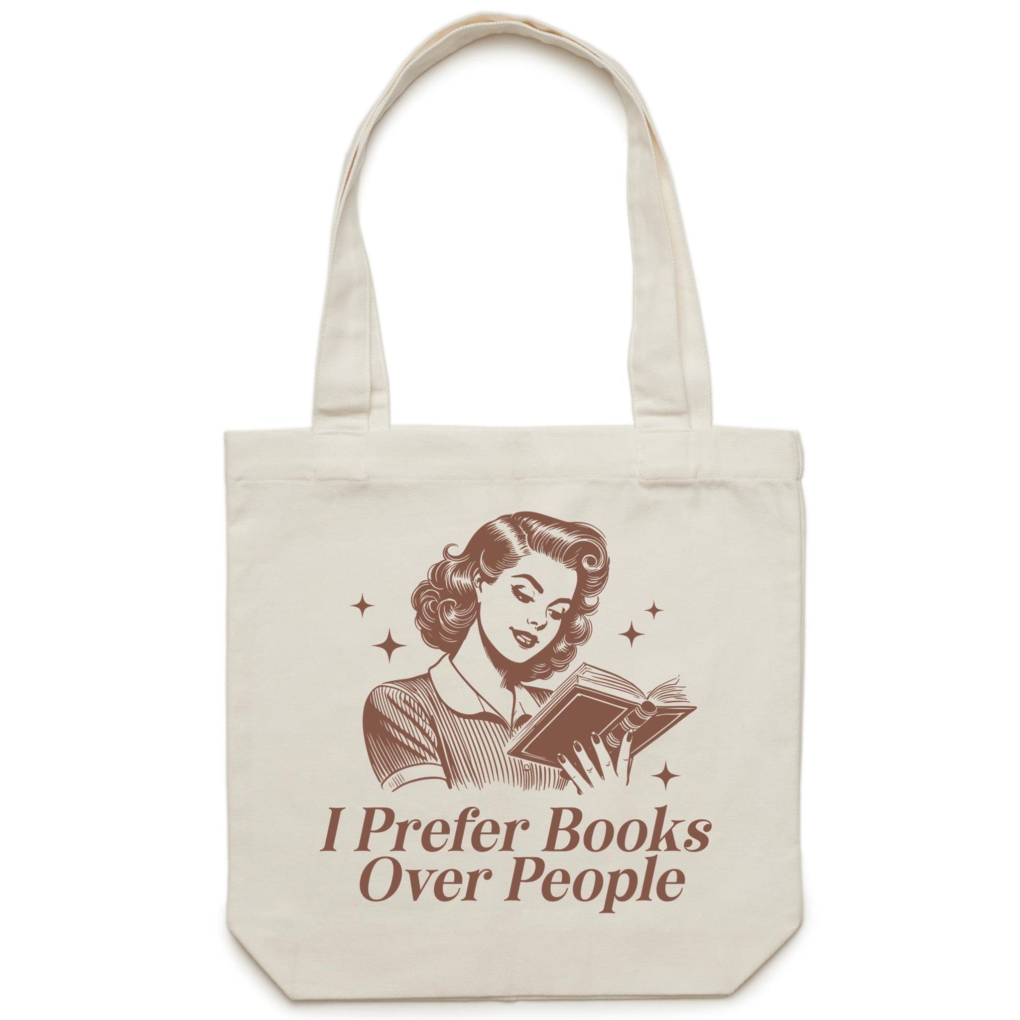 I Prefer Books Over People - Canvas Tote Bag Default Title Tote Bag Printed In Australia Reading