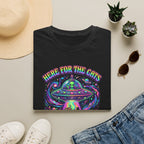Here For The Cats Alien UFO Unisex T-Shirt Unisex Adult T-shirt animal Globally Fulfilled Sci Fi