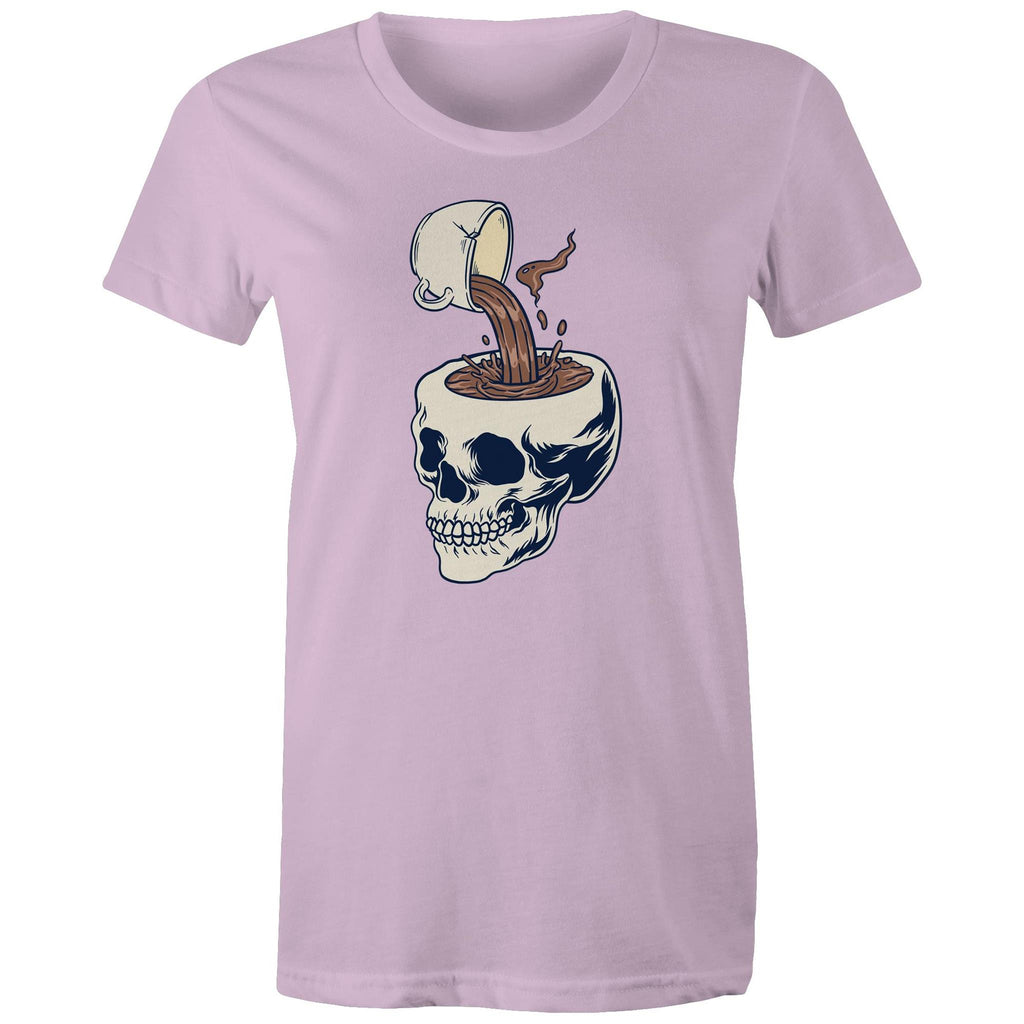 Coffee Skull - Womens T-shirt Lavender Womens T-shirt Coffee Printed In Australia
