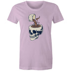 Coffee Skull - Womens T-shirt Lavender Womens T-shirt Coffee Printed In Australia