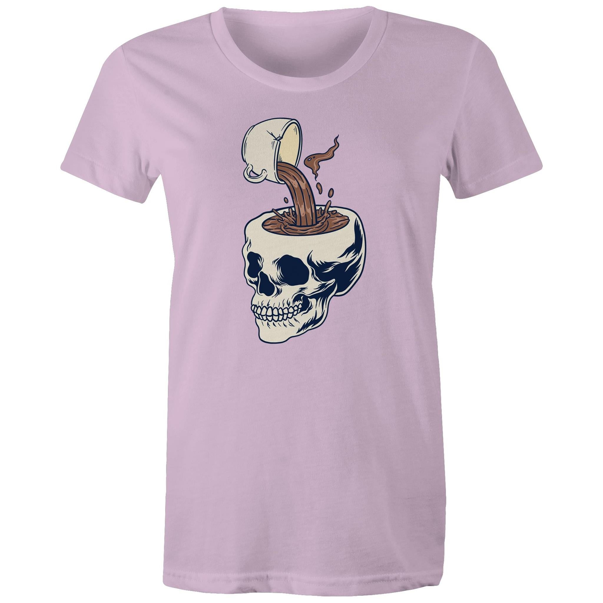 Coffee Skull - Womens T-shirt Lavender Womens T-shirt Coffee Printed In Australia