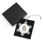 Personalised - Christmas Cat Tangled In Lights - Christmas Pewter Snowflake Ornament