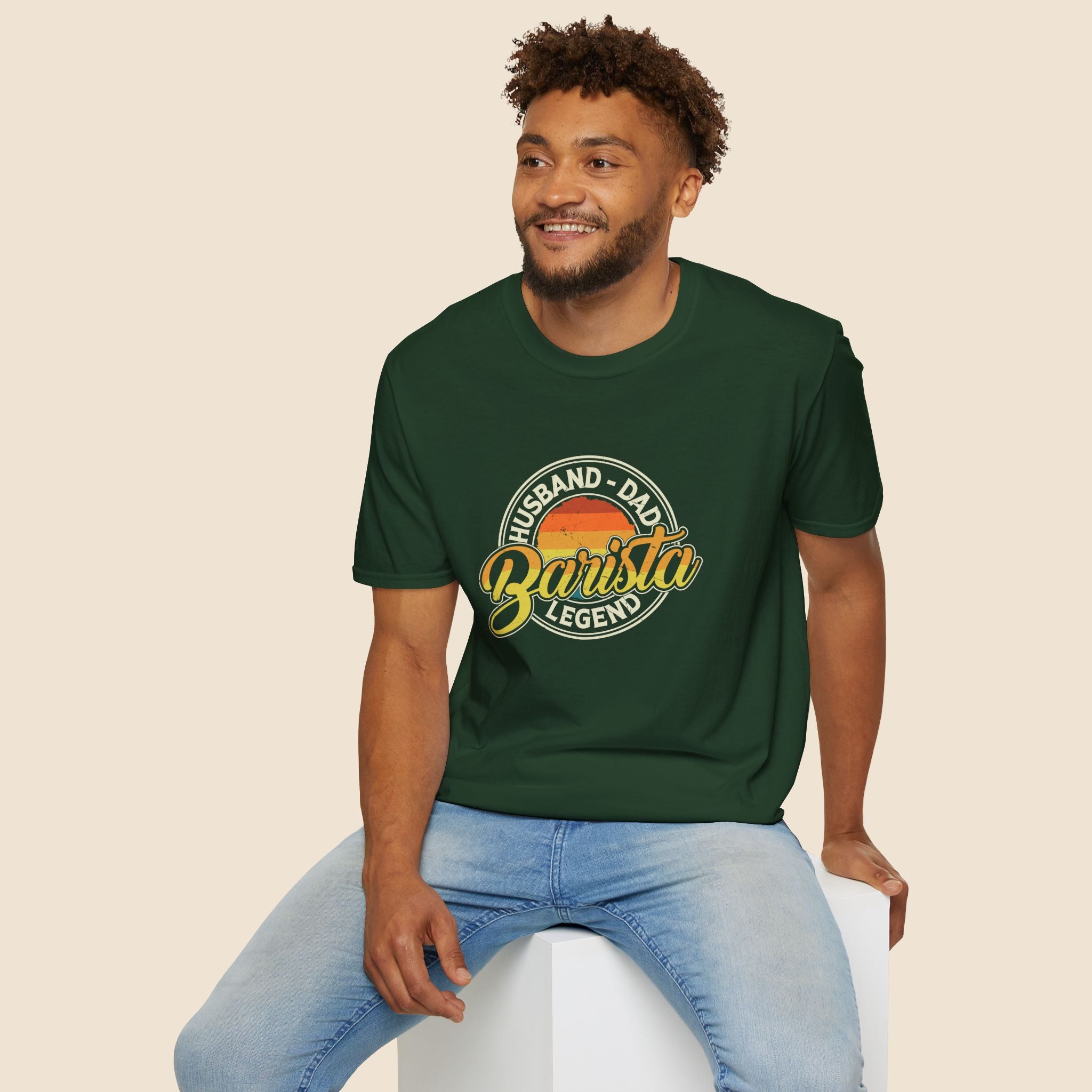 Husband Dad Barista Legend Unisex T-Shirt Unisex Adult T-shirt Coffee Dad Globally Fulfilled