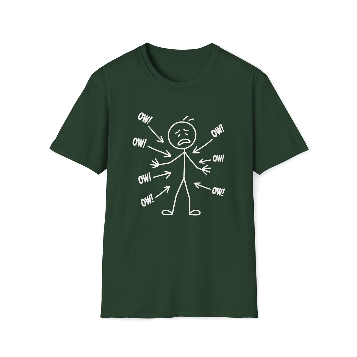 Ow! Everything Hurts Stick Figure Unisex T-Shirt Unisex Adult T-shirt Globally Fulfilled