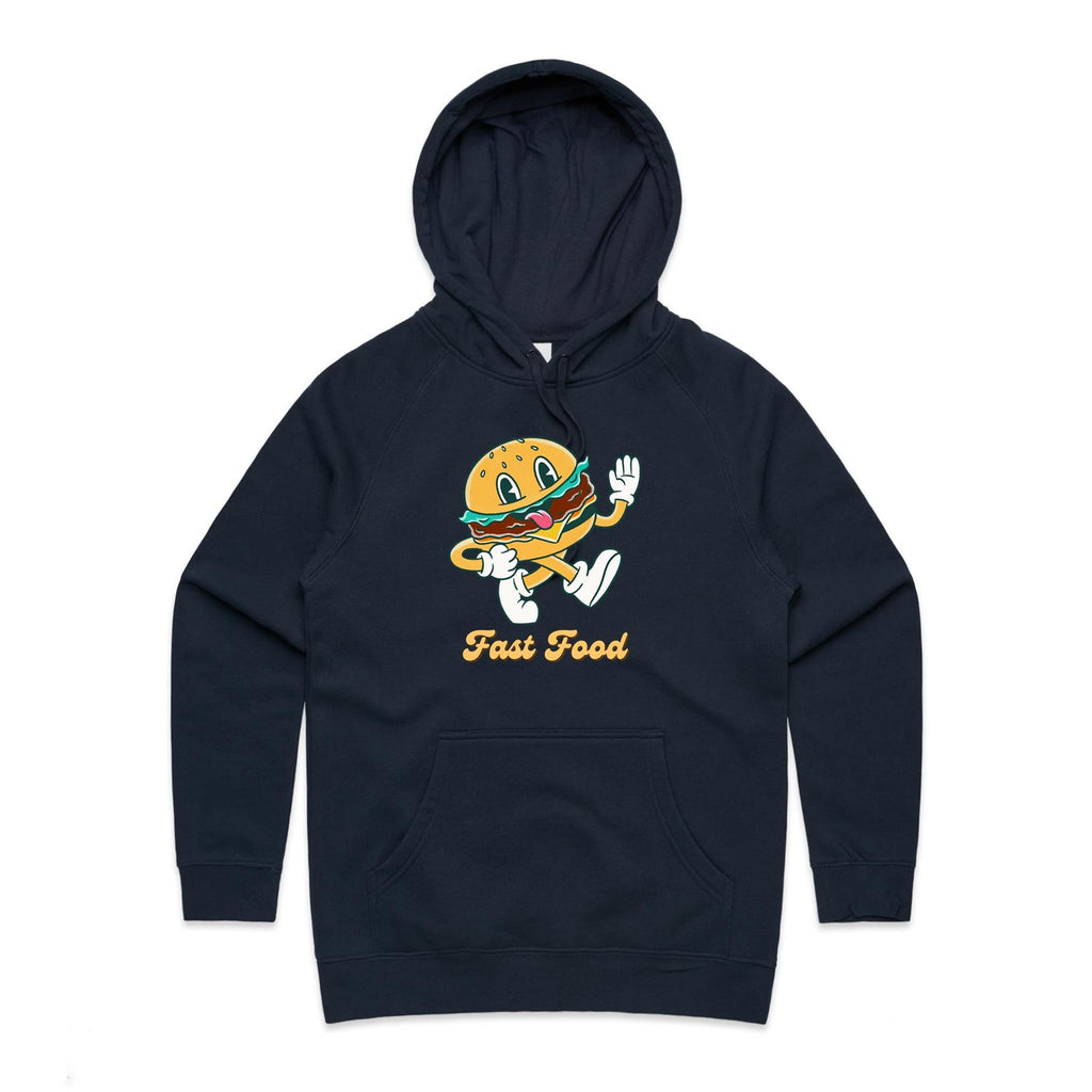 Fast Food - Womens Hoodie Navy Womens Hoodie Food Printed In Australia