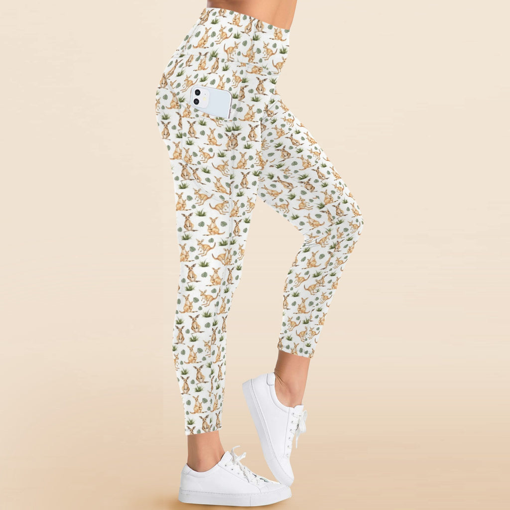 Kangaroos Women's High Waist Pockets Yoga Leggings