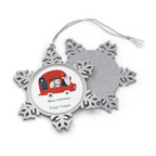 Personalised - Santa Car - Christmas Pewter Snowflake Ornament