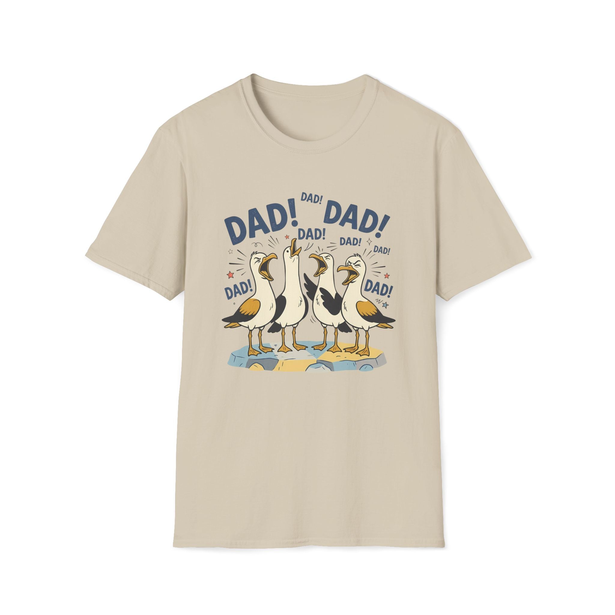 Dad Seagull Unisex T-Shirt Sand Unisex Adult T-shirt animal Dad Globally Fulfilled