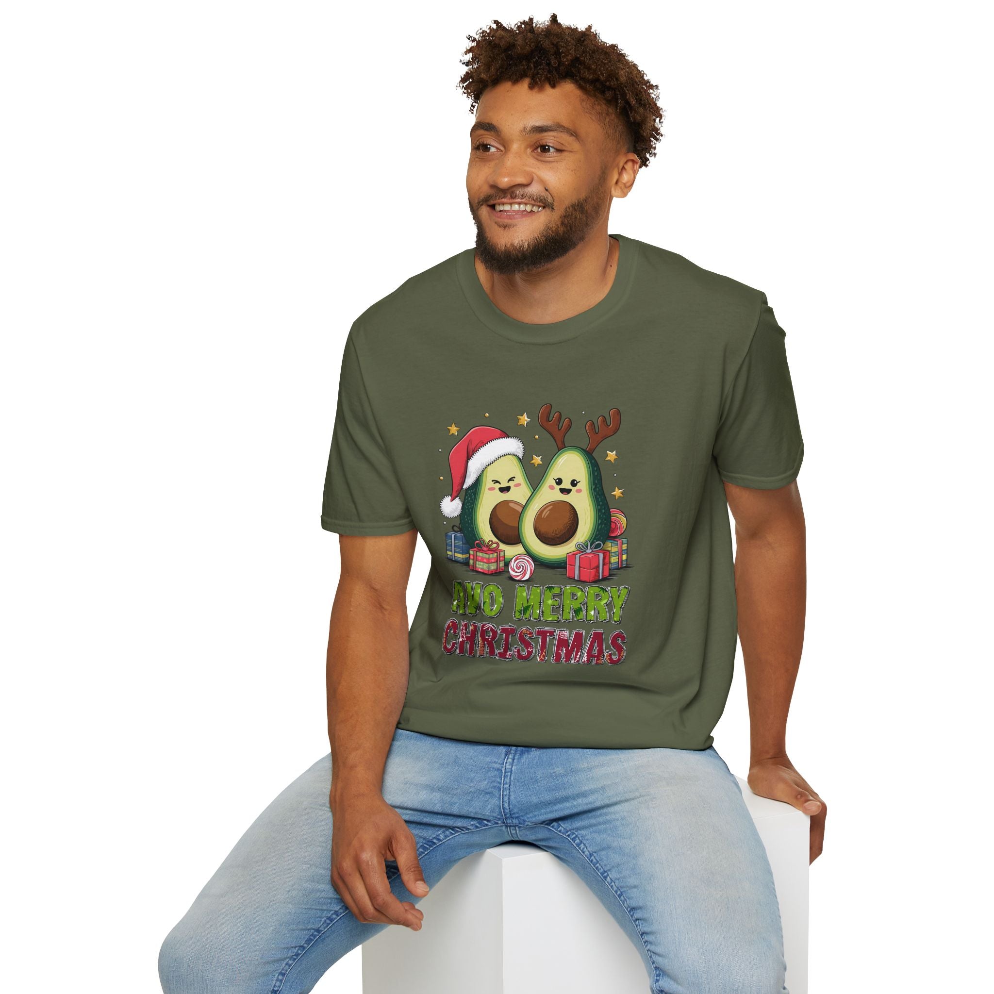 Avo Merry Christmas, Avocado - Unisex Softstyle T-Shirt