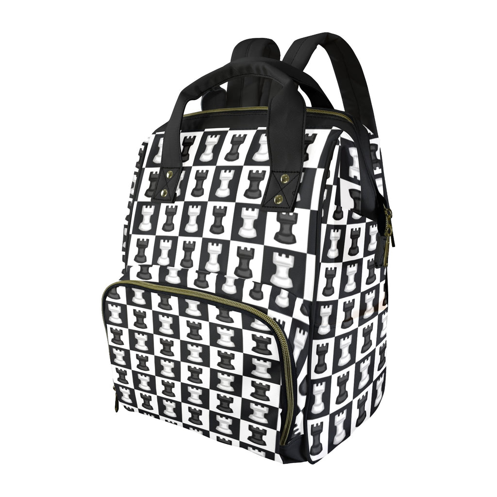 Chess Black And White - Multi-Function Backpack, Nappy / Diaper Bag