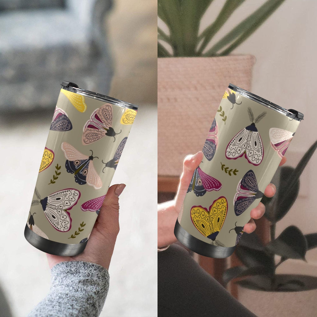 Pretty Moths 20oz Mobile Tumbler with Lid (Black Lock) 20oz Travel Mug animal Printed Offshore