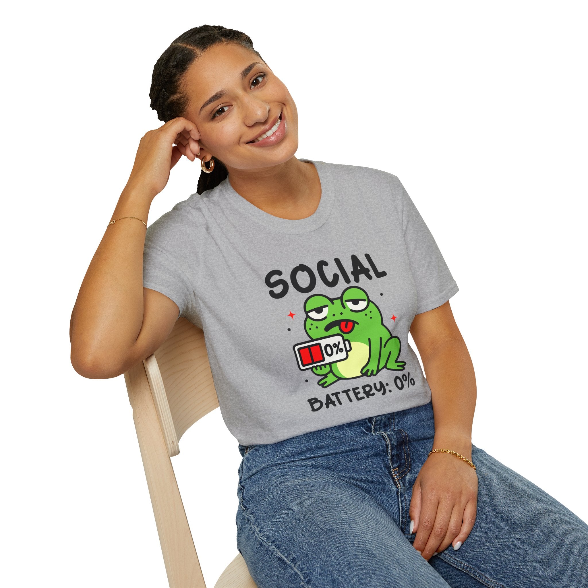 Frog, Social Battery - Unisex Softstyle T-Shirt