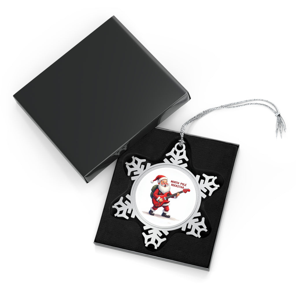 North Pole Rockstar Pewter Snowflake Christmas Ornament