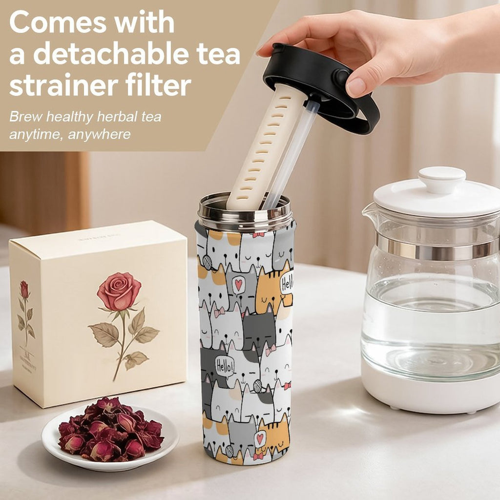 Cat Hello 20oz Tea Tumbler with Carry Handle