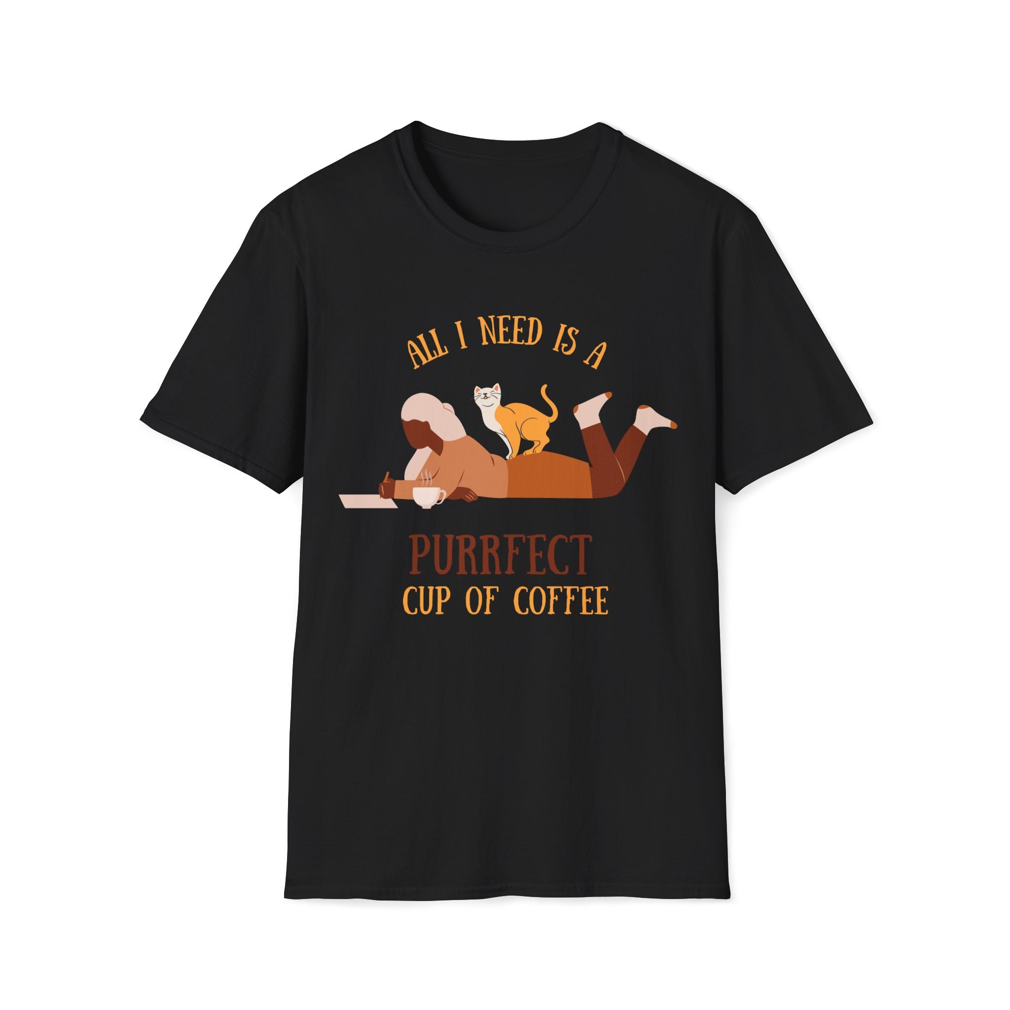 All I Need Is A Purrfect Cup Of Coffee - Unisex Softstyle T-Shirt