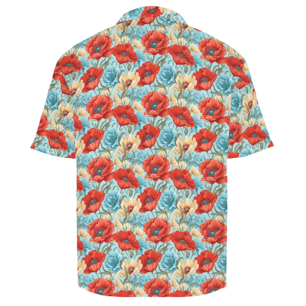 Vibrant Floral Men's Crinkle Hawaiian Shirt