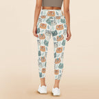 Cute Cat Faces - Women's High Waist Pockets Yoga Leggings