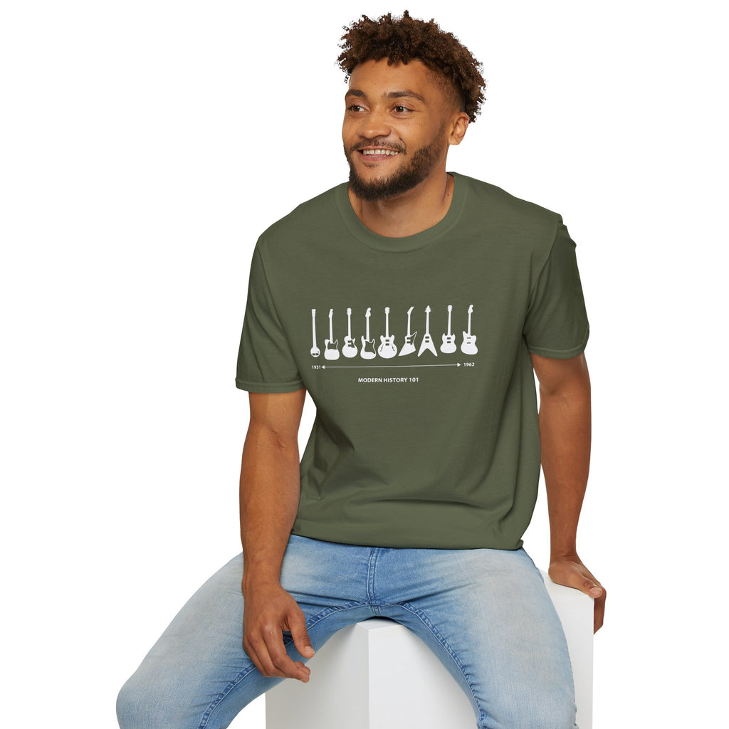 Guitar Timeline Unisex Softstyle T-Shirt Unisex Adult T-shirt Australian Printer Music
