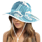 Ocean Waves Wide Brim Bucket Hat Wide Brim Bucket Hat Ocean Printed Offshore Surf