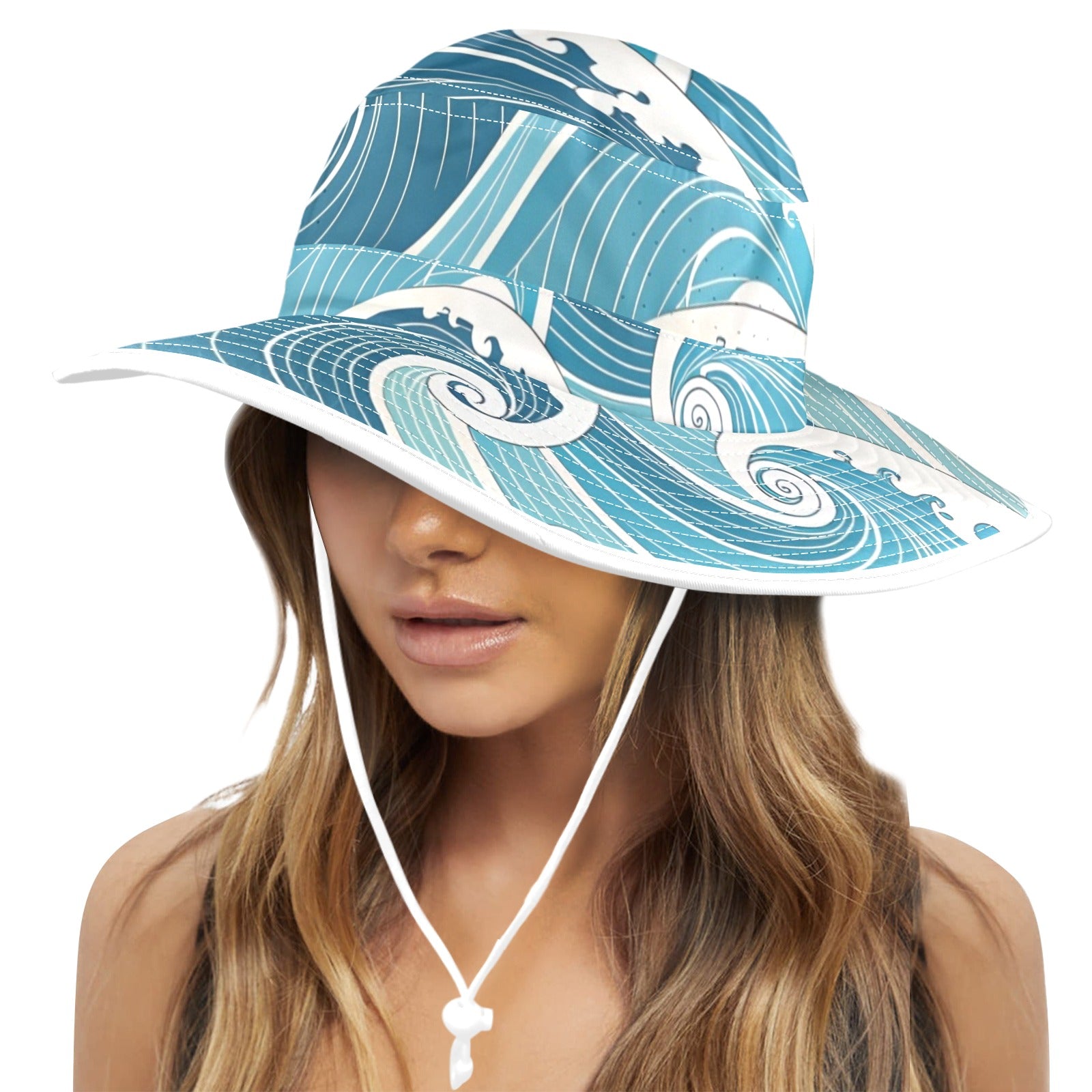 Ocean Waves Wide Brim Bucket Hat Wide Brim Bucket Hat Ocean Printed Offshore Surf