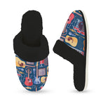 Music Instruments Women's Fur Trim Thick-Sole Indoor Slippers Women's Fur Trimmed Slippers Music Printed Offshore
