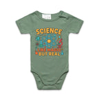 Science, Like Magic But Real AS Colour Baby Bodysuit Sage Baby Bodysuit Printed In Australia Science