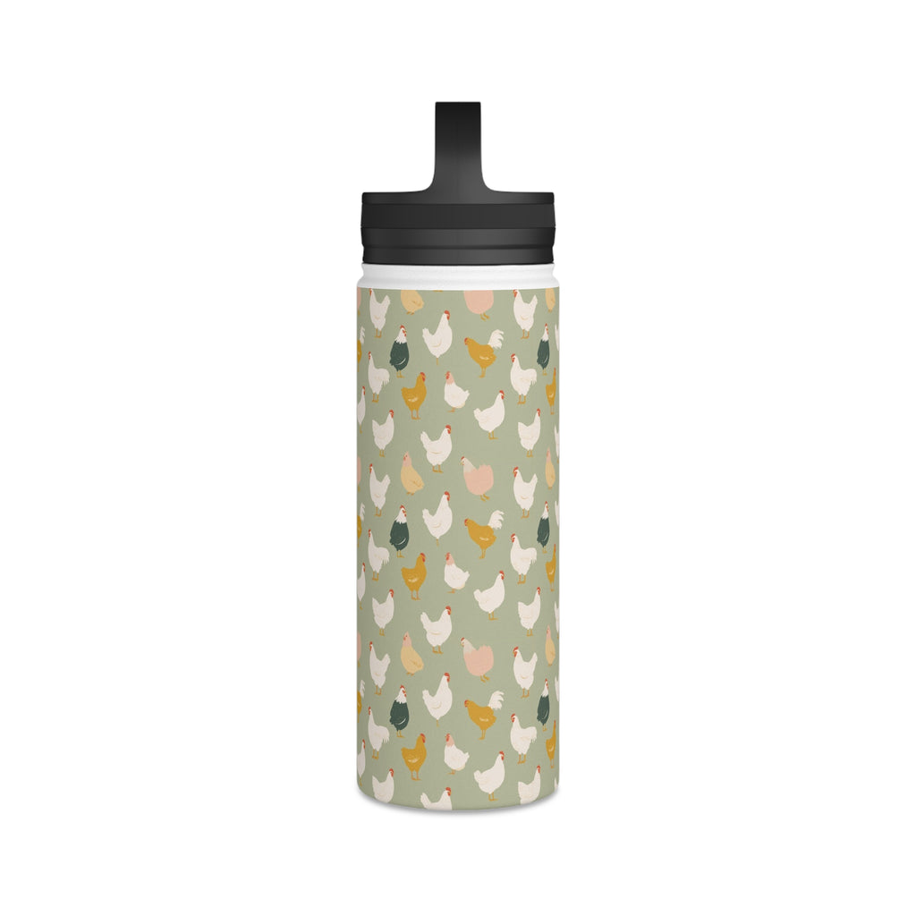 Chicken Life Stainless Steel Water Bottle, Handle Lid Stainless Steel Water Bottle With Handle Lid animal Globally Fulfilled