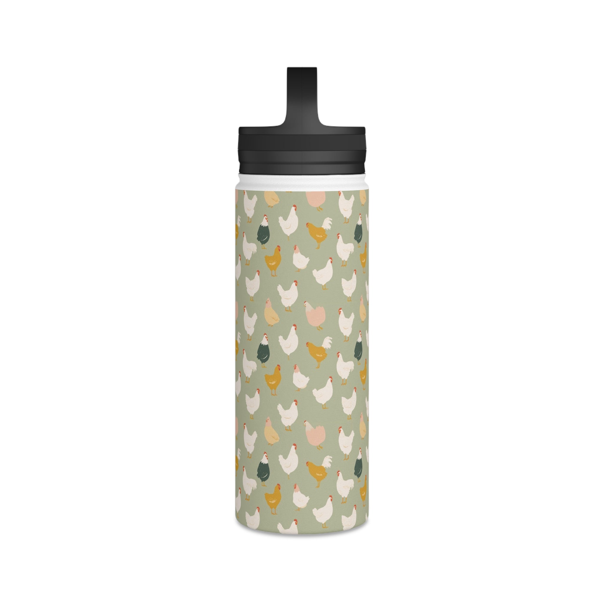 Chicken Life - Stainless Steel Water Bottle, Handle Lid Stainless Steel Water Bottle With Handle Lid animal Globally Fulfilled
