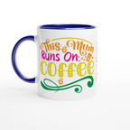 Personalised - This Mum Runs On Coffee - 11oz Ceramic Mug Ceramic Blue Personalised Mug customise Globally Fulfilled Mum personalise