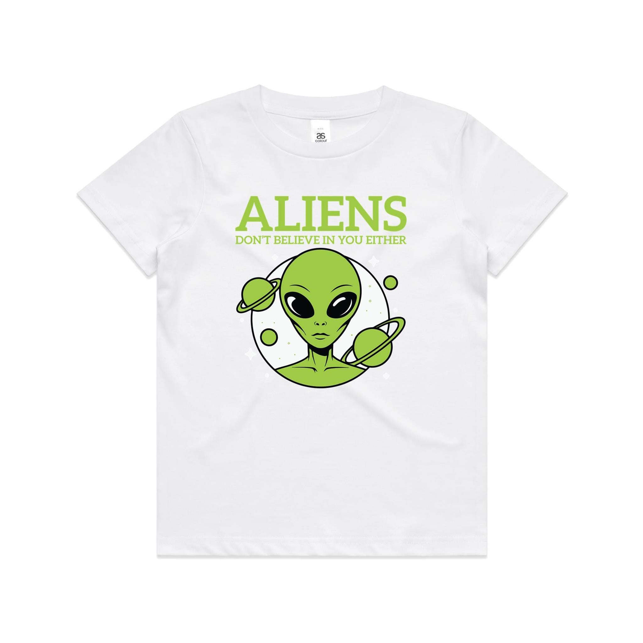 Aliens Don't Believe In You Either Kids AS Colour T-shirt