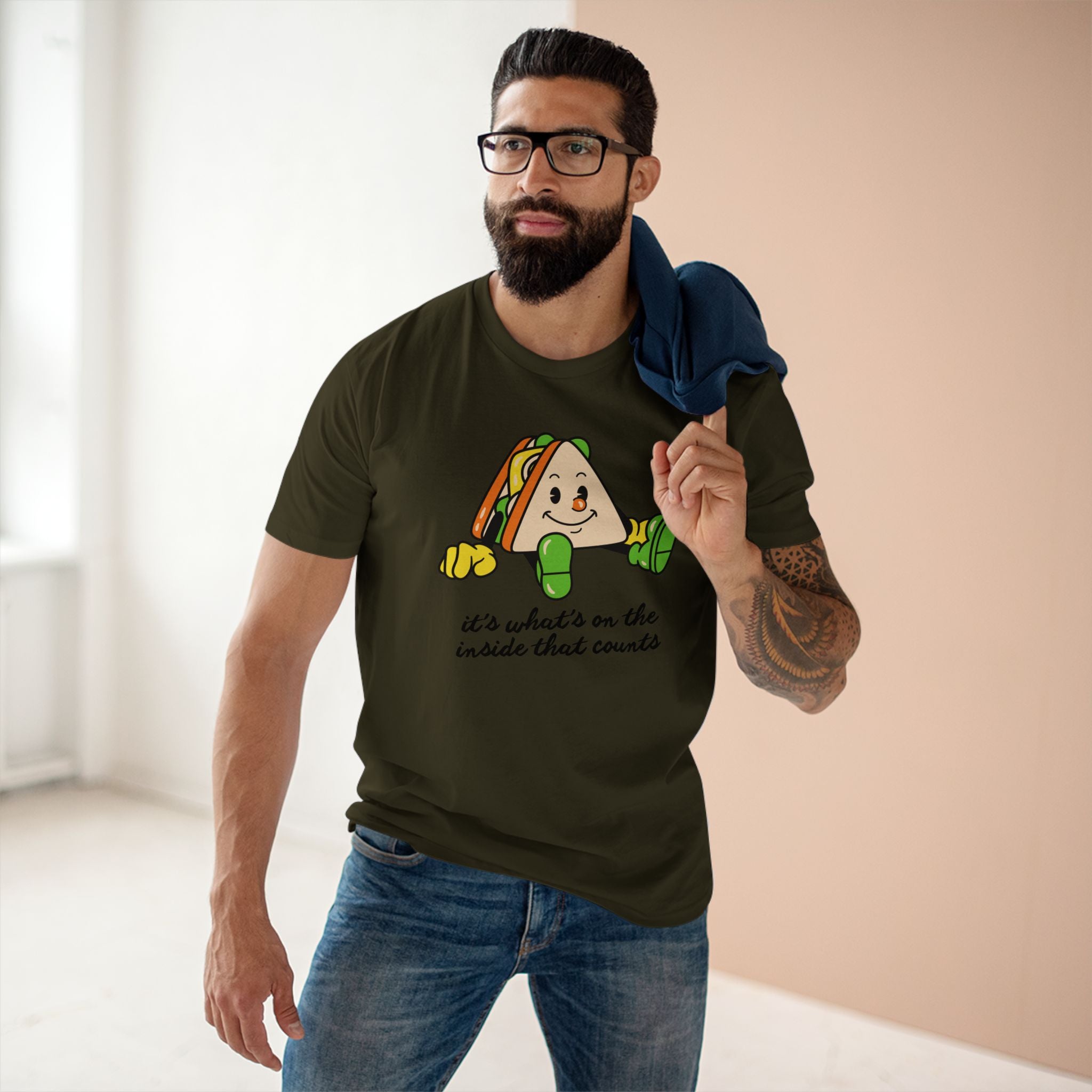 Sandwich, It's What's On The Inside That Counts - Men's Staple Tee Army Mens Premium T-Shirt Food Printed in AU and US