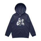 Alien Bigfoot Heart Hands - Kids Hoodie Midnight Blue Kids Hoodie Love Printed In Australia Sci Fi