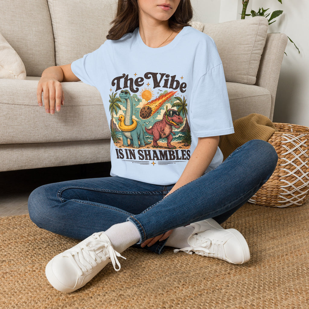 The Vibe Is In Shambles Dinosaur Extinction Unisex T-Shirt Light Blue Unisex Adult T-shirt animal Globally Fulfilled