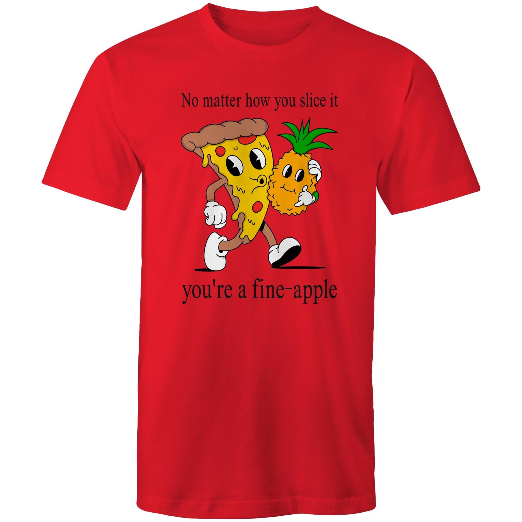 Pineapple Pizza - Mens T-Shirt Red Mens T-shirt Food Printed In Australia