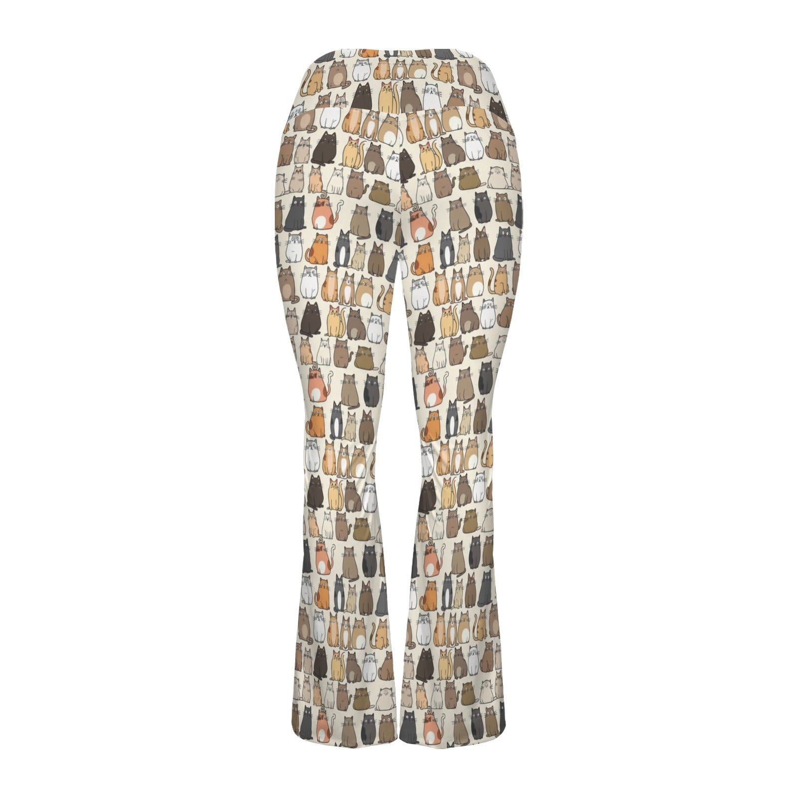 Lots Of Cats High Waist Crossover Tummy Control Flare Leggings High Waist Flare Leggings animal Printed Offshore