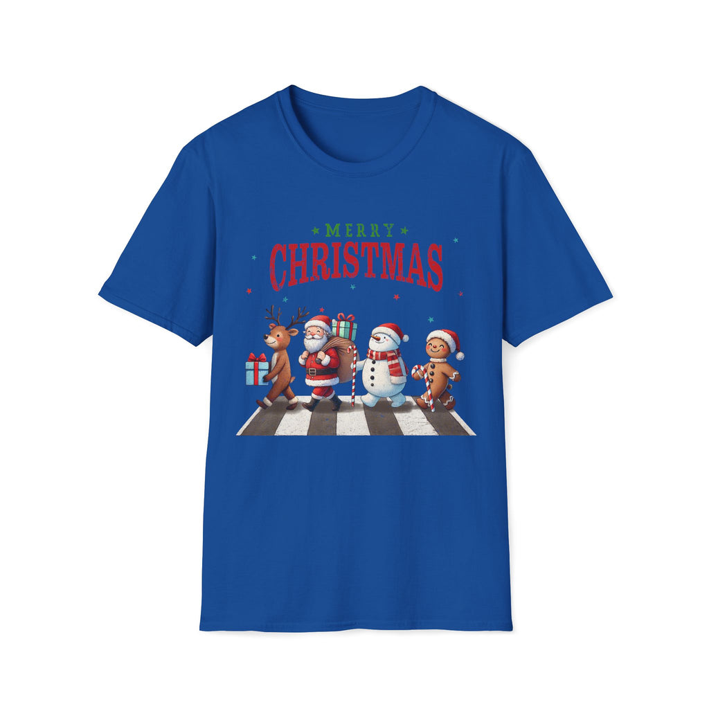 Fab Four Of Christmas Crossing The Road - Unisex Softstyle T-Shirt