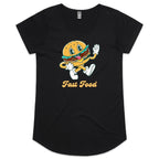 Fast Food, Hamburger - Womens Scoop Neck T-Shirt Black Womens Scoop Neck T-shirt Food Printed In Australia