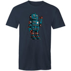 Robot - Mens T-Shirt Navy Mens T-shirt Printed In Australia Sci Fi