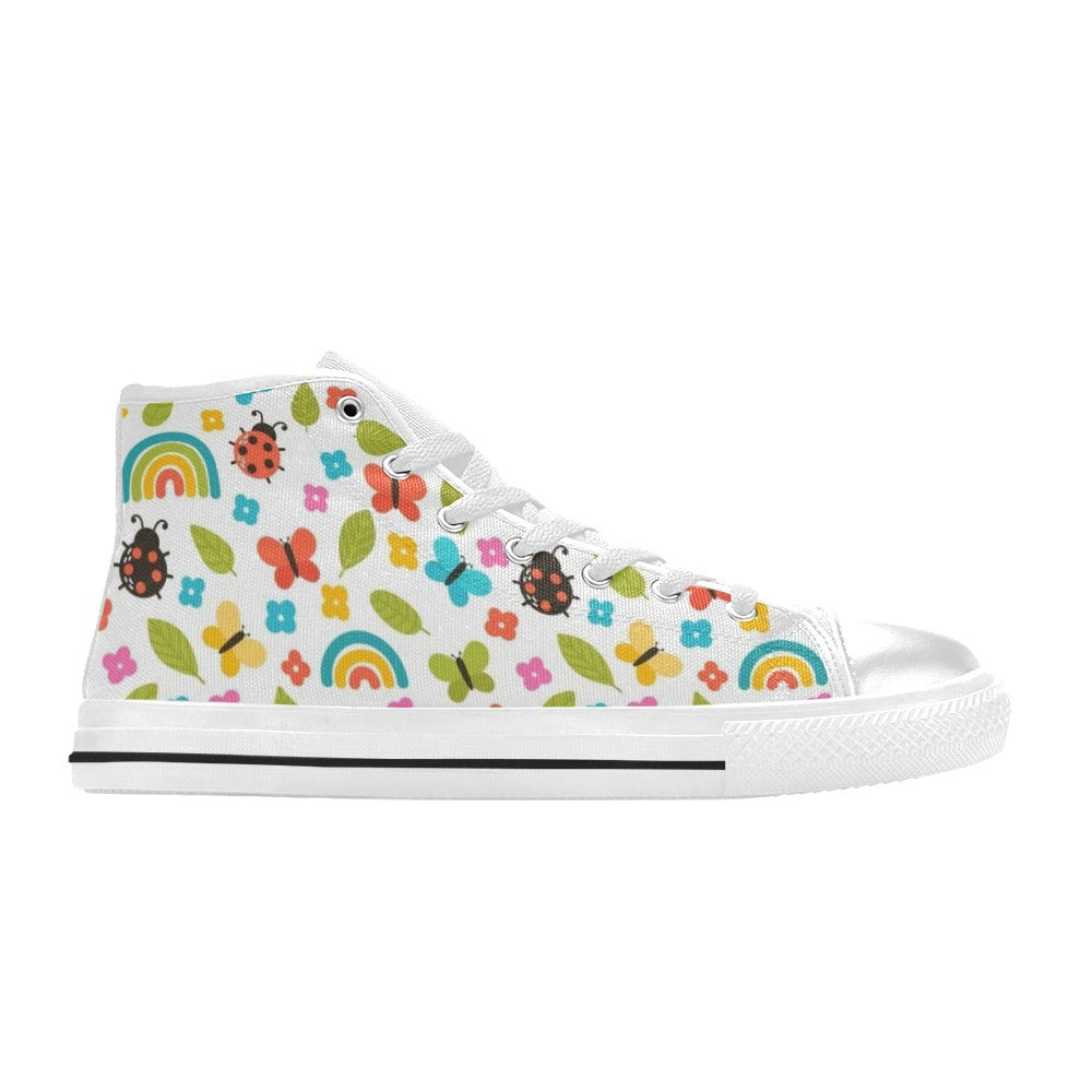 Ladybugs And Rainbows Women's High Top Canvas Shoes Womens Classic High Top Shoes Printed Offshore
