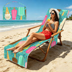 Ice Cream Beach Chair Towel Cover with Side Pockets