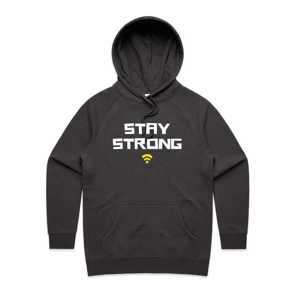 Stay Strong, WIFI - Womens Hoodie Coal Womens Hoodie Printed In Australia Tech