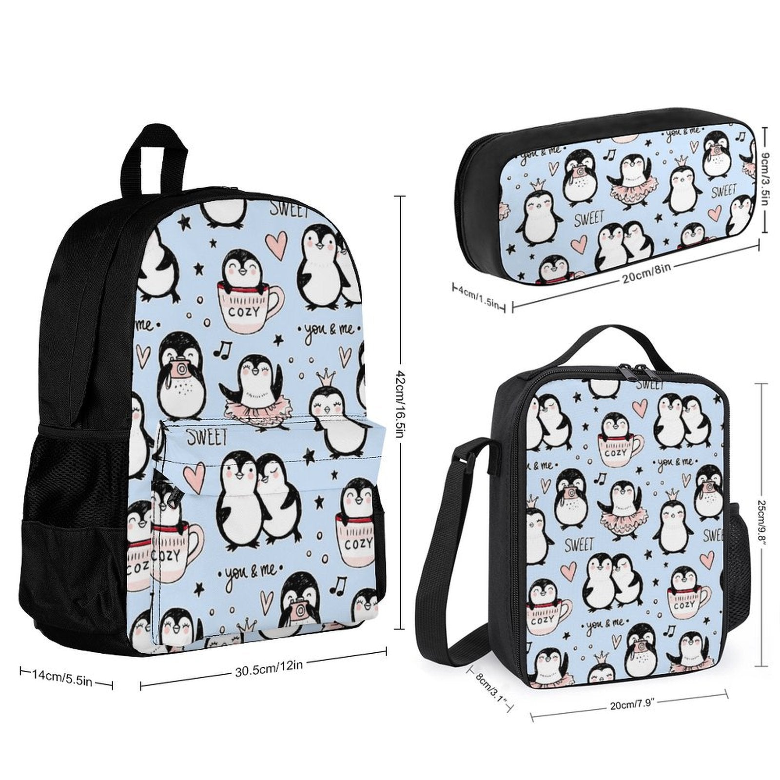 Penguin Love - Three Piece Backpack Set